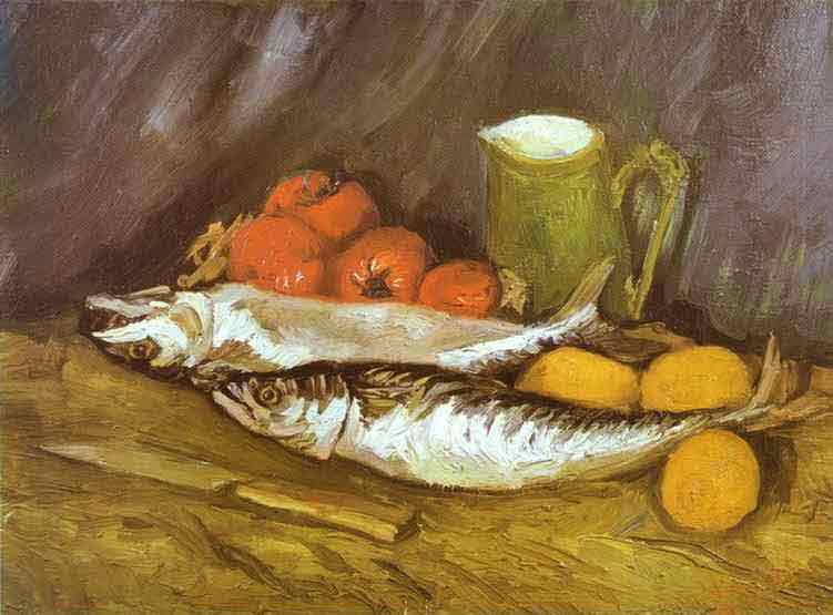 Still Life with Mackrels, Lemons and Tomatoes